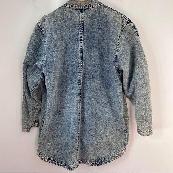 Vintage Jean Jacket Stone Acid Wash Floral Embroidered Rainbow Metallic - Picture 5 of 8